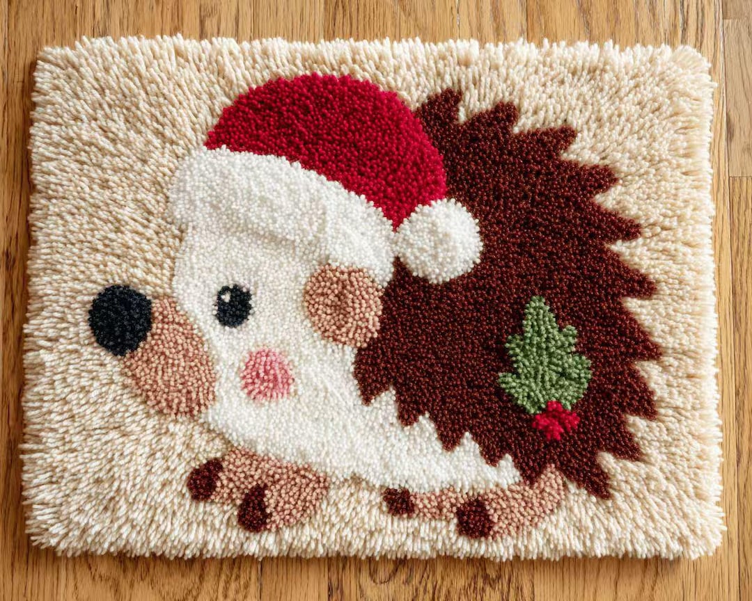 Hedgehog Rug DIY Latch Hook Rug Kit: Hedgehog Christmas Mat,motorcycle,yarn Craft ...