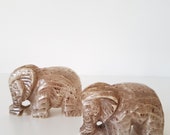 vintage - unique - gorgeous SET of elephant FIGURE - stone book holders
