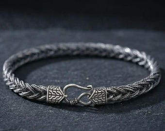 Stainless Steel Braided Chain Bracelet Men Silver Hook Clasp Wheat Link Wrist Jewelry