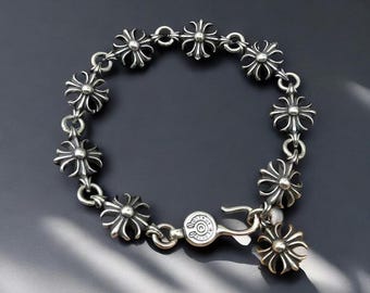 Gothic Silver Chain Bracelet Men Vintage Jewelry