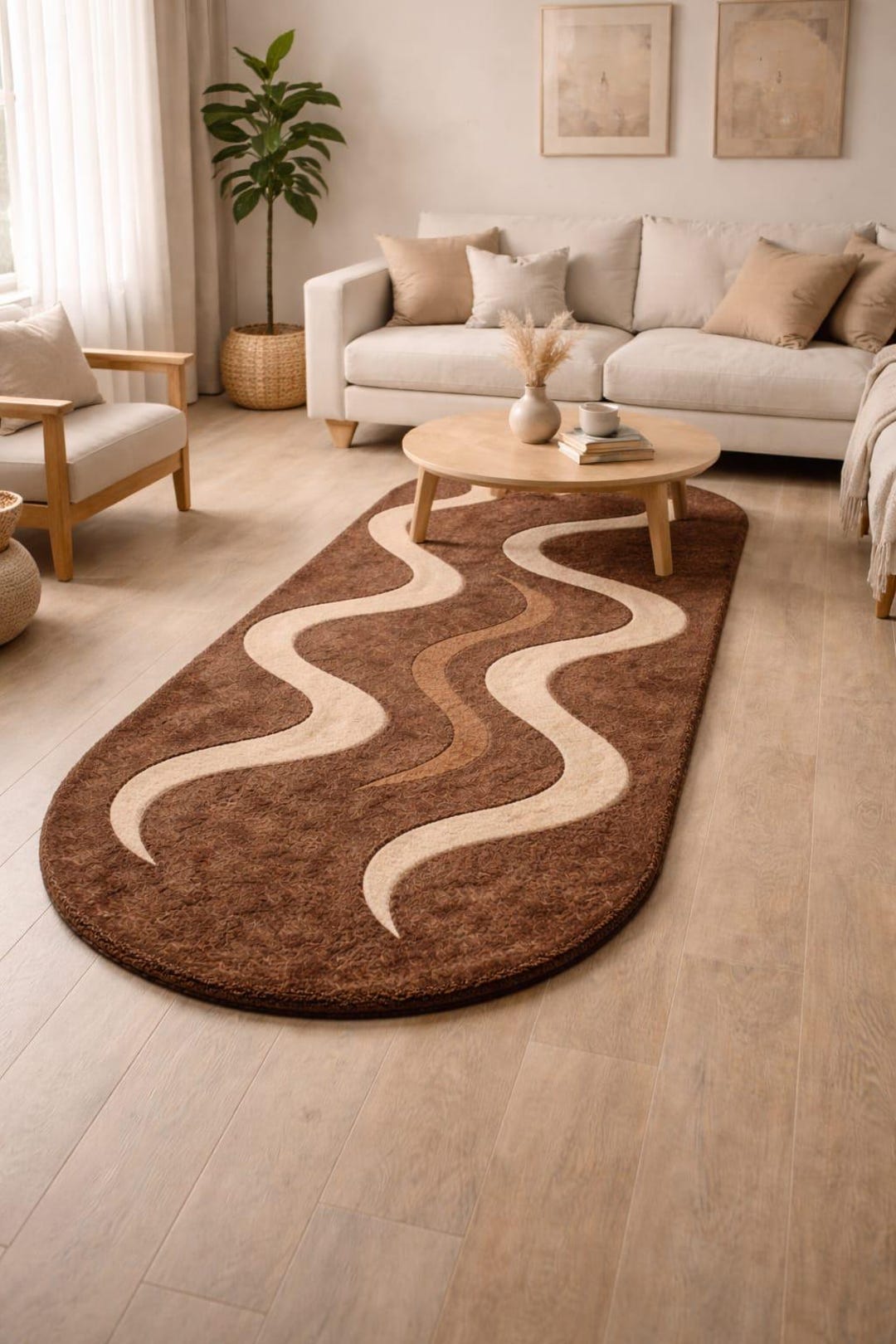 Hand Tufted Abstract Wool Rug - Modern Oval Size 2x8 Area Rug for ...
