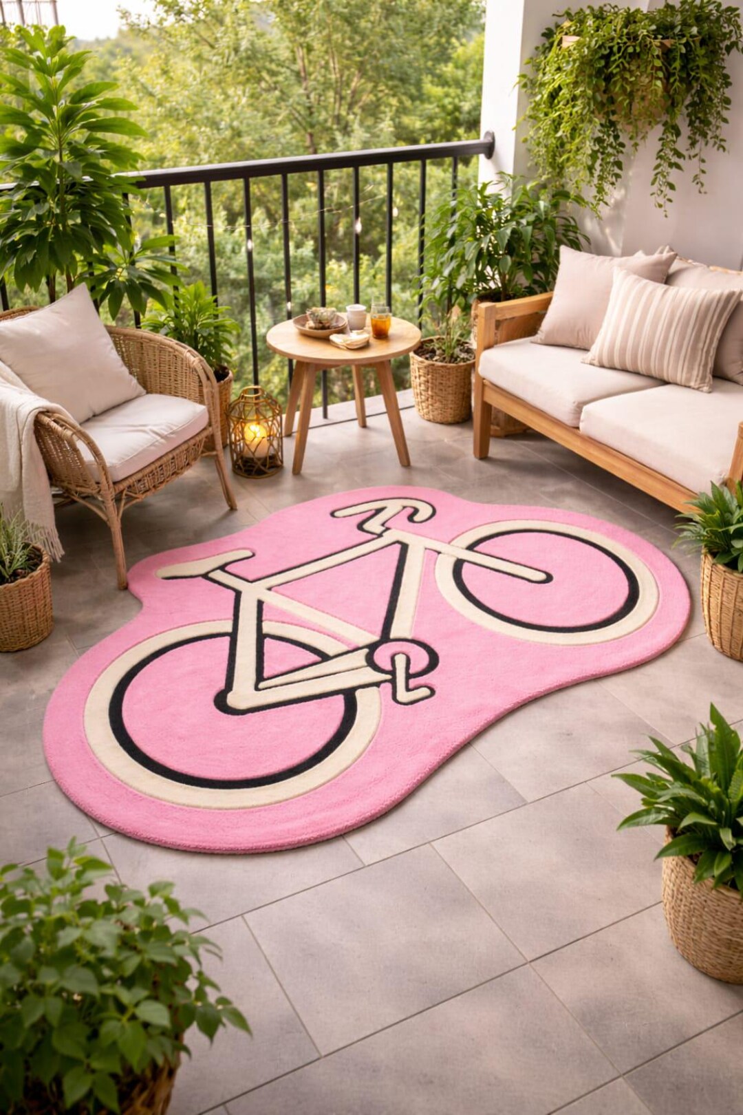 Mtb Rugs Pink Bicycle Tufted Rug, Hand-tufted Kids Room Carpet, Playful Bike ...