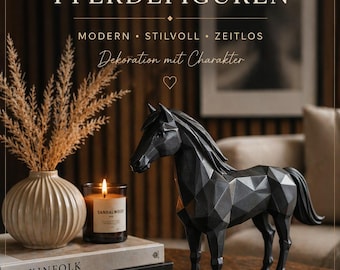 Modern horse decor | Geometric horse sculpture | Minimalist 3D printed figure