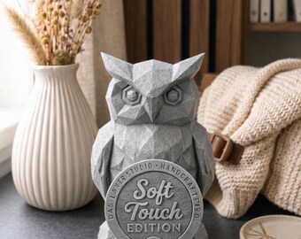 Modern owl figurine | Low poly owl | Minimalist Scandinavian decor | Soft touch design