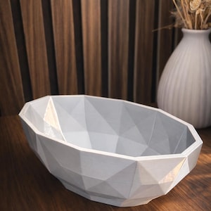 Schale Oval – Moderne geometrische Dekoschale | Schlüsselablage | Schmuckschale | Minimalistische Deko | 3D Druck Design | Low Poly
