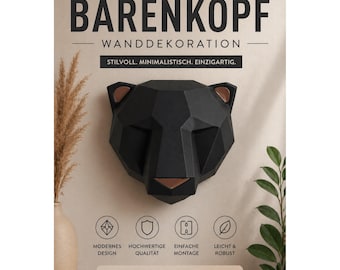 Low Poly Bear Head Wall Decor | Modern Animal Head Wall Art | Scandinavian 3D Print Design