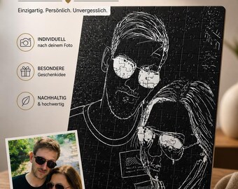 Photo Puzzle | Personalized Line Art Puzzle DIN A5 | Gift Idea with Box