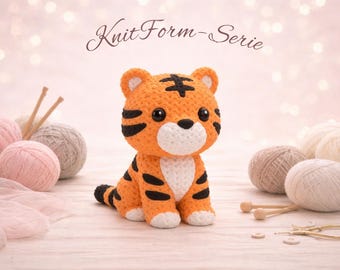 Tiger – Cute knitted-look decorative figure | Modern 3D printed animal figure | Gift idea for baby and children's rooms | Woodland animal decor