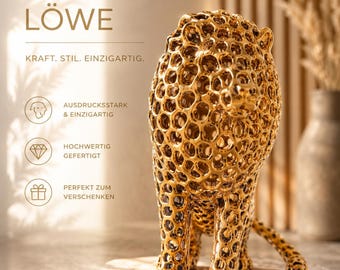 Voronoi Lion Figurine – Modern Geometric Decorative Sculpture, Abstract Lion Statue, 3D Printed Art for Living Room, Shelf & Desk