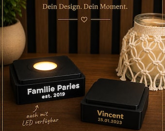 Engraved decorative base | Personalized pedestal with name & date | Personalized gift idea