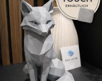 Escultura de zorro | Figura decorativa moderna | Estatua de animal minimalista | Diseño impreso en 3D | Idea de regalo | Decoración para sala de estar | Bajo poligonaje
