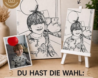 Custom Line Art Portrait From Photo, 3d Drawing Illustration, Personalized Gift for Family Couple Birthday, Wedding Anniversary,