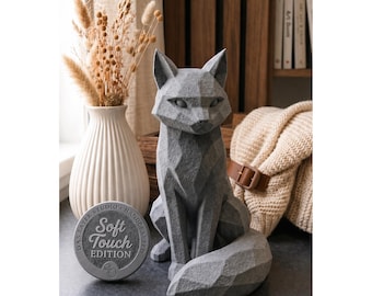 Modern cat figurine | Low poly cat | Scandinavian decor | Soft touch 3D printed design