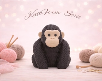 Gorilla Knit-Look Figurine – Cute Animal Figurine for Nursery Decor, Baby Shower Gift, Adorable Monkey Figurine, Modern Nursery Decor Figurine