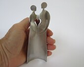 LOVERS metal sculpture miniature - Anniversary gift or Cake topper