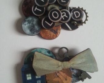 Fantasy, Dr Who?, TARDIS, brooch, wooden wood, layered, 3d, framed, Whovians, Bow tie, time travel, or ring, choose, by TinkerDee2 on etsy