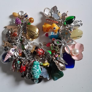Fully loaded, Mix colours, mix theme, festive, imaginative, fantasy, charms bracelet, rainbow bracelet, choose style,  by TinkerDee2  etsy