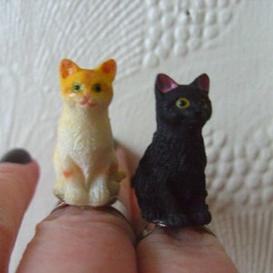 I LOVE CATS, cat ring, black and white, black, ginger, cat, resin cat, fun, by TinkerDee2 on etsy