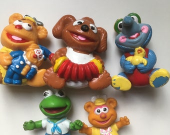 Vintage, Sale, Muppets, Kermit, cake topper, Muppet figures, cute, 1980s, 80s toys, pvc figures, posable, by TinkerDee2 on etsy, UK seller