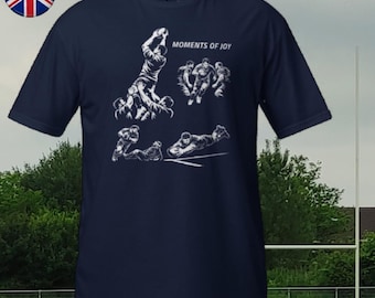 Rugby T-Shirt – Moments of Joy, Vintage Sports Illustrations, Unisex Cotton Tee English
