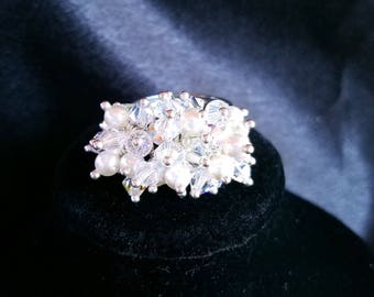 Sterling Silver Swarovski crystal Snow White ring