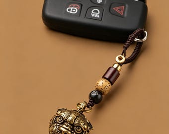 Handmade Solid Brass Bell Keychain Vintage Car Keyring Minimalist Luxury Charm Gift Him
