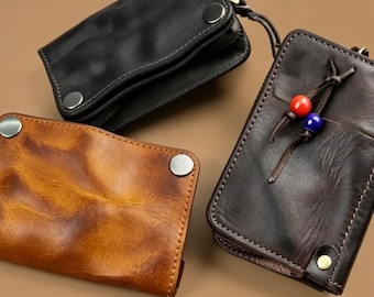 Retro Hand-Dyed Key Holder | Multi-Functional Zippered Wallet, Unique Gift for Him/Her