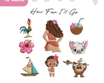 Princess Moana Embroidery Design Bundle,   Moana Embroidery File,   Princess, Magic Kingdom,  land Embroidery