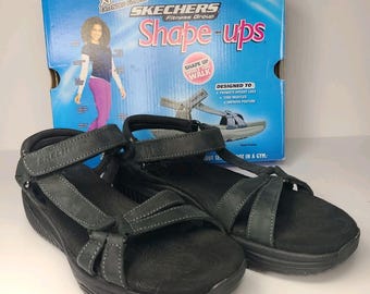 Vintage Skechers Shape-Ups Sandals Women's 7.5 Black Walking Toning Shoes w/ Box