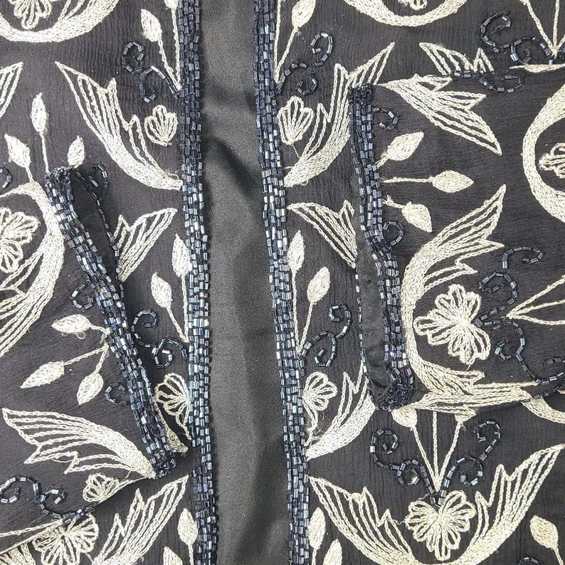 VTG Adrianna Papell Boutique Silk Beaded Jacket Sz L Embroidered Cardigan Topper image 6