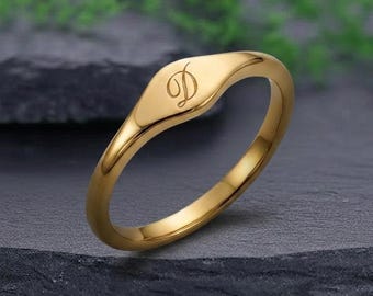 Personalized Custom Name Ring, Dainty Name Ring, Engraved Ring, Name Jewelry, 14K Solid Gold Name Ring, Ring for Women, Gift For Her