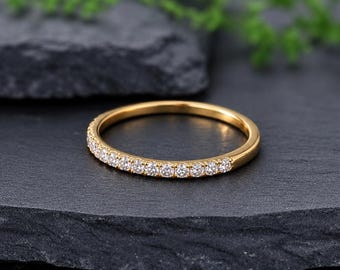 14K Solid Gold Diamond Half Eternity Ring, Moissanite Engagement Ring Lab Grown Diamond Wedding Band, Anniversary Gift, Fine Jewelry