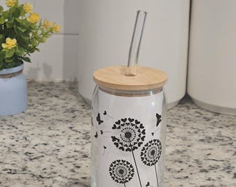 Dandelion Wishes glass cup