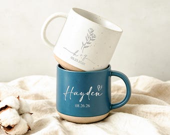 Taza de cerámica personalizada grabada con árbol en forma de corazón para parejas, regalos de boda y de compromiso para parejas, regalo para recién casados