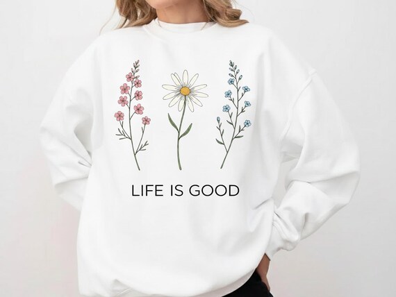 Life Is Good PNG |  Preppy Daisy Positivity T Shirt Design | Cute Summer Sunflower Vintage Crusher Tee | Digital Download 300 DPI