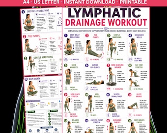 Lymphatic Drainage Workout Chart, Lymphatic Massage Exercises Printable, Lymphatic System PDF, Fascia Release & Lymphatic Flow Routine