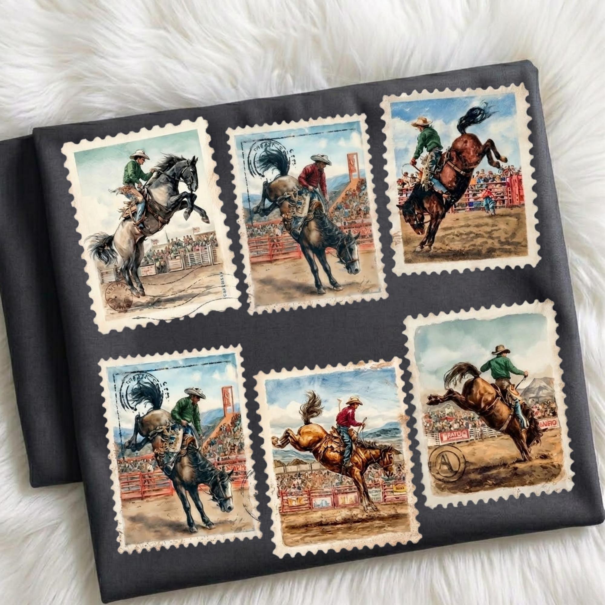 Stamp Rodeo Rodeo Cowboy PNG, Western Ranch Designs, Bucking Horse Clipart, Western ...