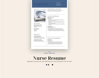 Nurse Resume Template Canva, ATS Resume, Word + Google Docs, References Page, Interview Prep, 12-Page Bundle