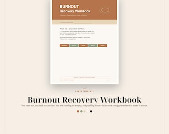 Burnout Recovery Workbook Canva Template, 50 Pages, Somatic Exercises, Nervous System Regulation