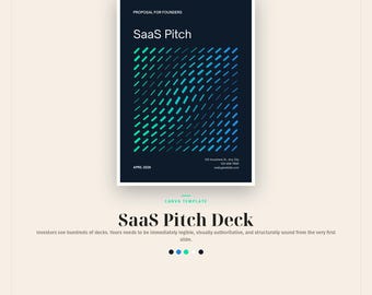 SaaS Pitch Deck Template Canva, 20 Slides, Investor Deck, Startup Presentation, Problem to Ask Framework