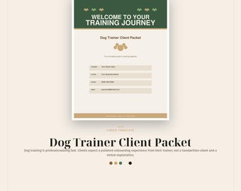 Dog Trainer Client Packet Canva, Complete Business Bundle, Welcome Guide + Training Plan + 20 Social Posts, 50 Pages