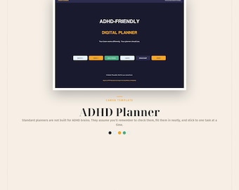 ADHD Digital Planner Canva, 80-Page Hyperlinked iPad GoodNotes Planner, Undated, ADHD-Friendly Design