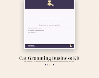 Cat Grooming Business Canva Template Kit, Social Posts, Price List, Intake Form, Branding Card