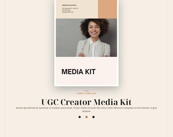 UGC Creator Media Kit Canva Template, Rate Card + Collabs Page + Audience Stats, 5-Page Kit, Editable