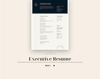 Executive Resume Template Canva, Director VP Level, Cover Letter + References + Interview Prep, 15-Page Bundle