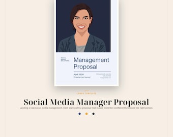 Social Media Manager Proposal Canva, 12-Page Client Proposal, Pricing Tiers, Case Studies, Onboarding