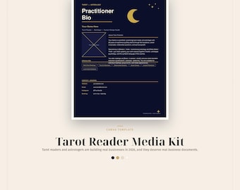 Tarot Reader Media Kit Canva, Astrologer Business Kit, Bio + Rate Sheet + Booking Intake + 20 Social Posts, 40 Pages