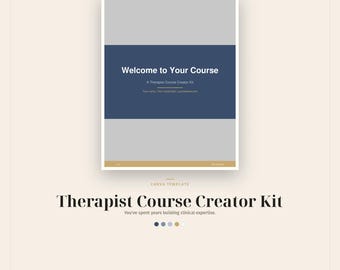Course Creator Canva Templates for Therapists, 80-Page Kit, Slides + Workbook + Certificate + Onboarding + Promo
