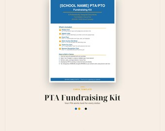 PTA Fundraising Template Canva Kit, 6 Docs, Pledge Card, Appeal Letter, Silent Auction Bid Sheet