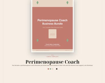 Perimenopause Coach Template Canva, Complete Business Bundle, Welcome Guide + Tracker + 30 IG Posts, 80 Pages